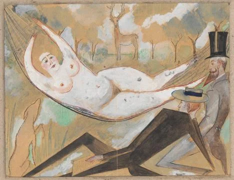 ï»¿In a hammock. Waliszewski, Zygmunt (1897-1936), draughtsman, cartoonist Stock Photos