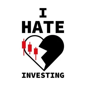 I Hate Investing - vector design featuring a heart with a candlestick chart Stock Illustration