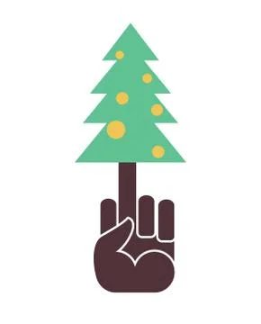 I hate New Year. I do not like Christmas. fuck and fir-tree Stock Illustration