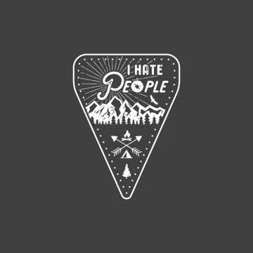 I Hate People T-shirt, Mountain Camping Gift. Funny Tee perfect for any Illustrazione stock