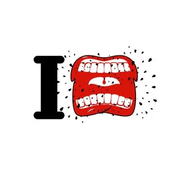 I hate template. shout symbol of hatred. Aggressive Open mouth. Yelling and.. Stock Illustration