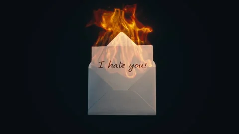“I Hate You” Letter Burning — Anger and Breakup Concept Stock Footage 318663718