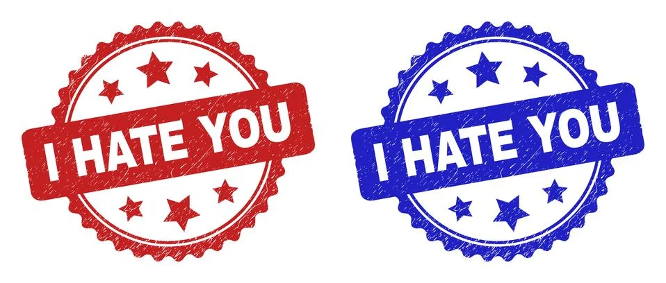 I HATE YOU Rosette Stamp Seals Using Distress Style Illustrazione stock