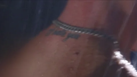 I hate you tattoo. slow motion. FULL HD Stock Footage 84206758