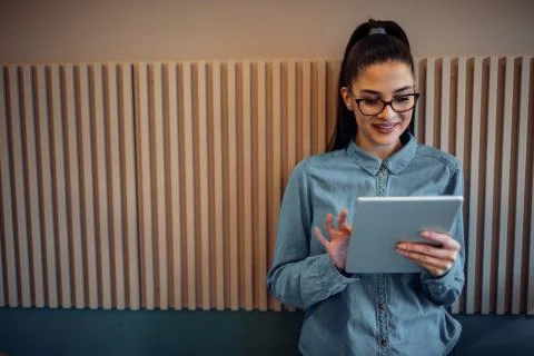 I have my notes saved on my tablet Stock Photos