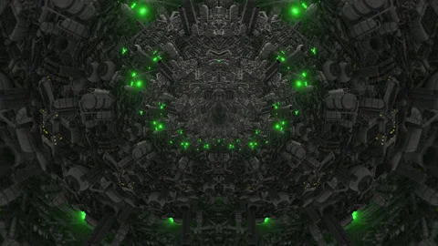 A.I. hive mind green strobe morphing 3d seamless loop Stock Footage 196112956