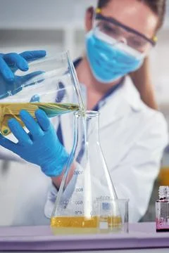 I hope nothing goes wrong. an unrecognizable female scientists wearing a Stock Photos