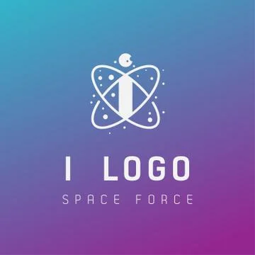 I initial space force logo design galaxy rocket vector in gradient background イラスト素材
