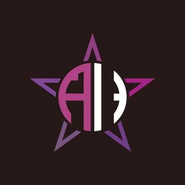 A I initials circle with stars and black background Stock Illustration