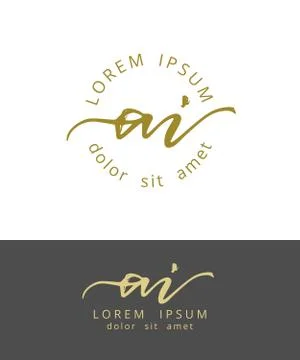 A I. Initials Monogram Logo Design. Dry Brush Calligraphy Artwork Stock Illustration