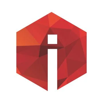 I initials red polygonal logo and vector icon Stock Illustration