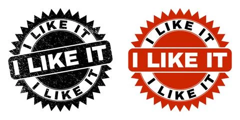 I LIKE IT Black Rosette Stamp with Scratched Style Stock Illustration