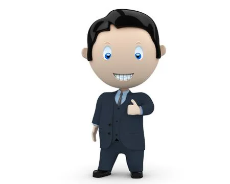 I like it! social 3d characters: happy smiling businessman in suit Stock Illustration