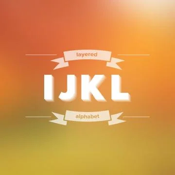 I J K L Flat Layered Alphabet on Blurred Background Stock Illustration