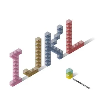 I J K L - Pixel Isometric Alphabet Stock Illustration