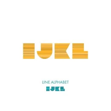 I J K L - Simple Modern Lines Flat Alphabet Stock Illustration
