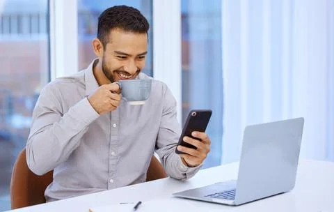 I knew technology would simplify things for me. a young businessman using his Stock Photos
