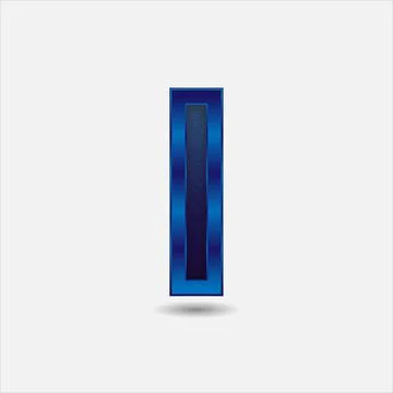 I letter with glitter rendering effect, blue color design, vector illustration 스톡 일러스트