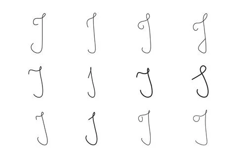 I Letter Initial Cursive Hand Written Calligraphic Alphabet Set for Logo Bran Illustrazione stock