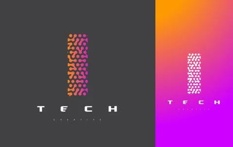 I Letter Logo Technology. Connected Dots Letter Design Vector. Stock Illustration