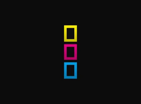 I letter logo, vector desing font .Dynamic cmyk split blue, pink, yellow colo Stock Illustration