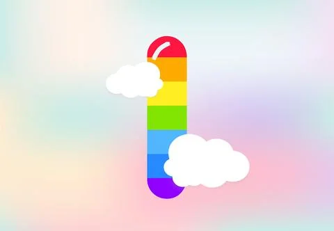 I Letter Rainbow patterns design, abstract rainbow letter for kids, love, f.. Stock Illustration