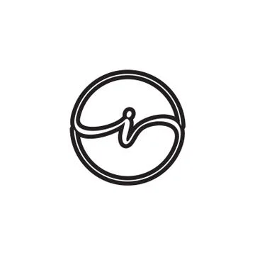 I letter script circle logo design vector Stock Illustration