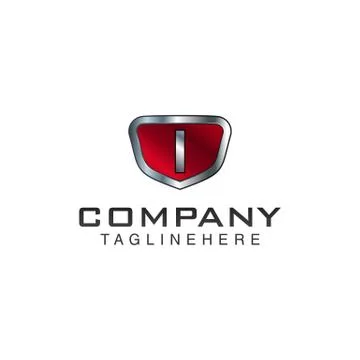 I Letter shield vector logo template. Black and red color Иллюстрация