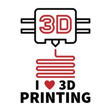 I Love 3D Printing vector 3D Printer concept minimal banner Stock Illustration