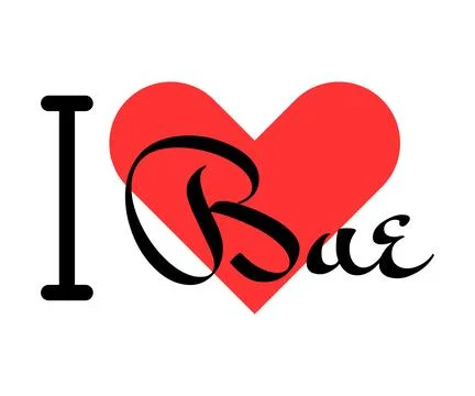 I love Bae creative slogan. Hand drawn letters with red heart. Vector illus.. Stock Illustration