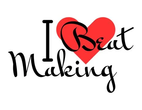 I love Beat Making creative slogan. Hand drawn letters with red heart. Vect.. Stock Illustration