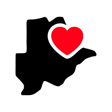 I love Botswana, Botswana map and heart symbol glyph icon Stock Illustration