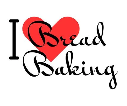 I love Bread Baking creative slogan. Hand drawn letters with red heart. Vec.. Stock Illustration