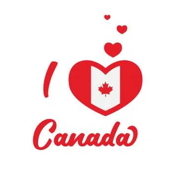 I love canada. Canada Vector Flag Inside Heart. Shape Graphic Element Stock Illustration