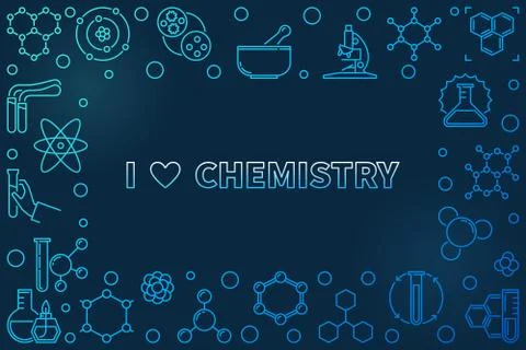 I Love Chemistry linear vector frame with empty space Stock Illustration