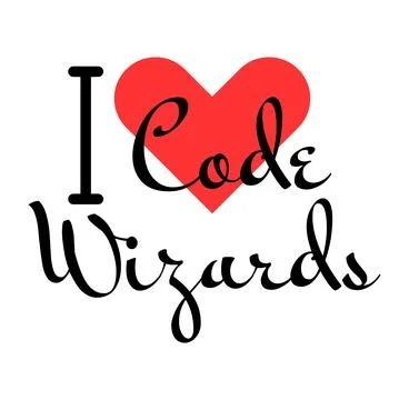 I love Code Wizards creative slogan. Hand drawn letters with red heart. Vec.. 스톡 일러스트