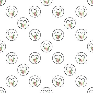 I Love Crypto Trading vector Heart outline round seamless pattern Illustrazione stock