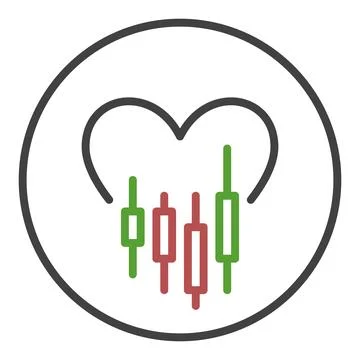 I Love Crypto Trading vector Heart outline round icon or sign Illustration
