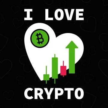 I Love Crypto - vector cryptocurrency concept illustration - heart with a c.. Stock Illustration