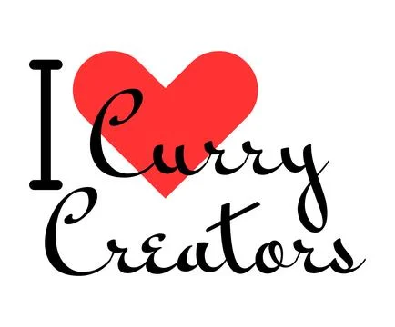 I love Curry Creators creative slogan. Hand drawn letters with red heart. V.. Stock Illustration