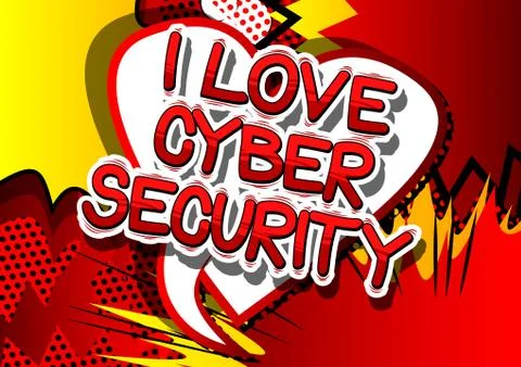 I Love Cyber Security - Comic book style word on abstract background. Stockillustratie