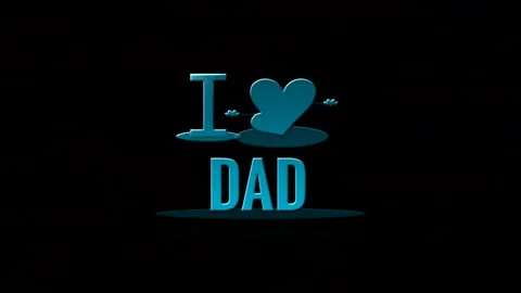 I love dad text design with a blue heart symbol illustration Stock Footage 343575793