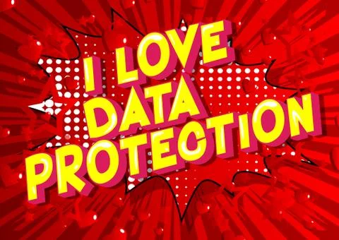 I Love Data Protection - Vector illustrated comic book style phrase on abstra Stock Illustration