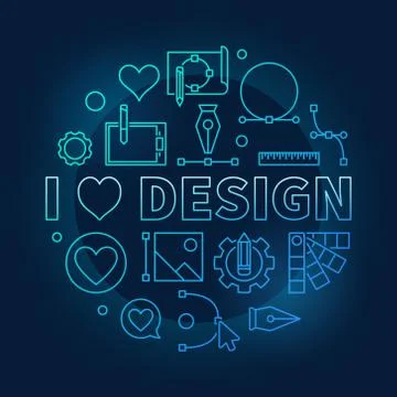 I love design blue vector concept round line symbol Stockillustratie