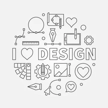 I love design vector round line symbol or illustration Stockillustratie