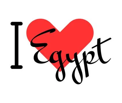 I love Egypt. Hand drawn letters with red heart. Vector illustration, lette.. Stock Illustration