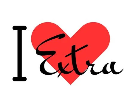 I love Extra creative slogan. Hand drawn letters with red heart. Vector ill.. Stock Illustration