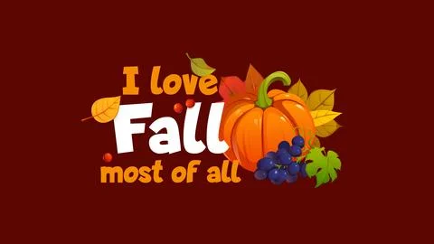 I love fall most of all autumn quote greeting card Stock Illustration