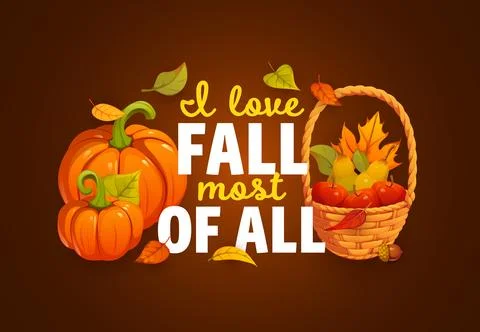 I love fall most of all, autumn quote greetings Stock Illustration