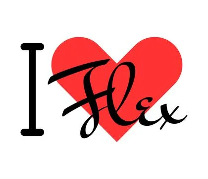 I love Flex creative slogan. Hand drawn letters with red heart. Vector illu.. Stock Illustration